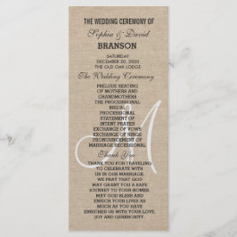 Rustik linneduk Canvas Bröllopsmonogram Program An