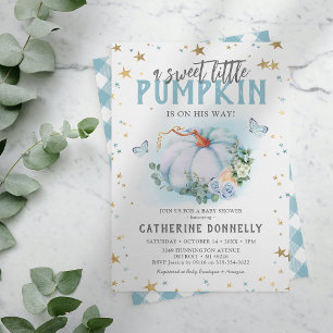 Rustik liten pumpa pojke baby shower inbjudan