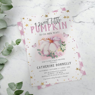 Rustik litet pumpaflicka baby shower-inbjudan inbjudningar
