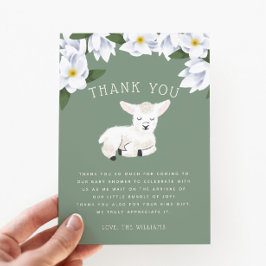 Rustik Little Lamb Blommigt Baby Shower Tack Kort