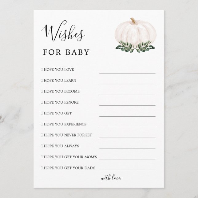Rustik Little Pumpkin Baby Shower Önskemål för Rådkort (Framsida)