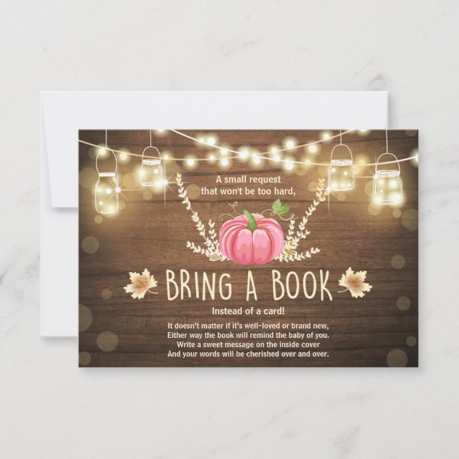 Rustik Little Pumpkin Baby Shower Ta med Bok Inbjudningar (Framsida)
