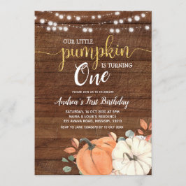 Rustik Little Pumpkin vänder en födelsedag Inbjudningar