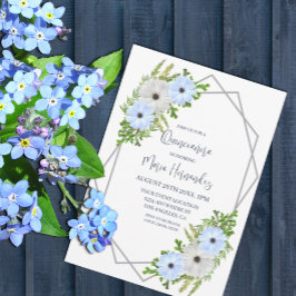 Rustik Ljusblå och Vit Blommig Quinceañera Inbjudningar