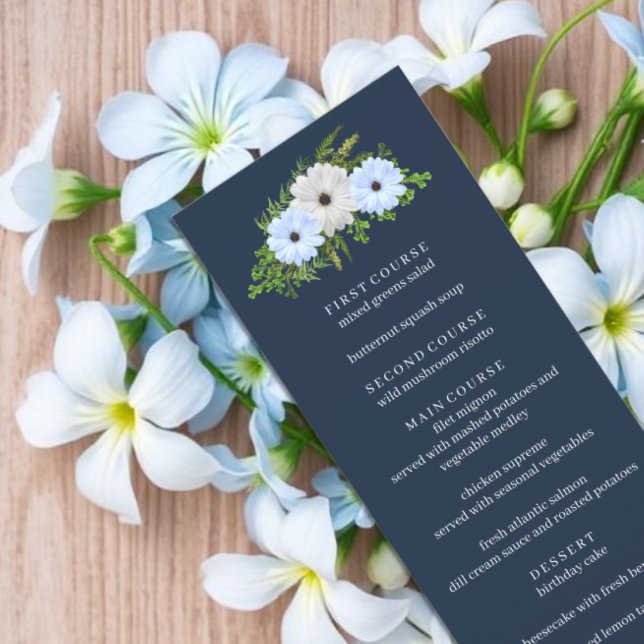 Rustik Ljusblå och Vit Blommig Quinceañera  Meny (Skapare uppladdad)