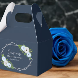 Rustik Ljusblå och Vit Blommig Quinceañera Presentaskar