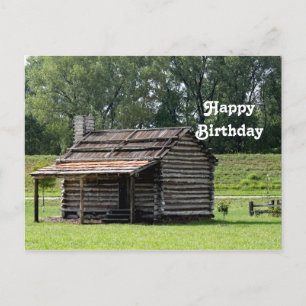 Rustik Log Cabin Födelsedagsfoto Vykort
