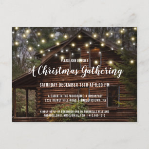 Rustik Log Cabin String Ljus jul Party Inbjudan Vykort