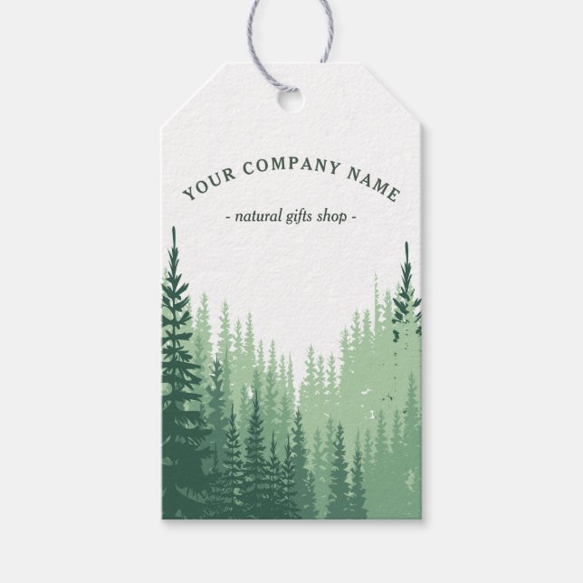 Rustik logotyp för tallskog med vattenfärg som anp presentetikett (Framsidan)