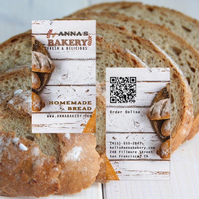 Rustik lokal hemmagjord bagerikod QR Visitkort (Skapare uppladdad)
