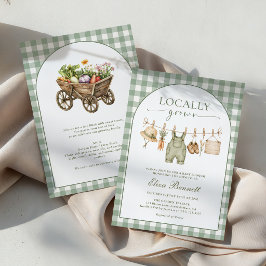 Rustik Lokalt Odlad Bondemarknad Baby Shower Inbjudningar