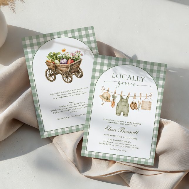 Rustik Lokalt Odlad Bondemarknad Baby Shower Inbjudningar (Skapare uppladdad)