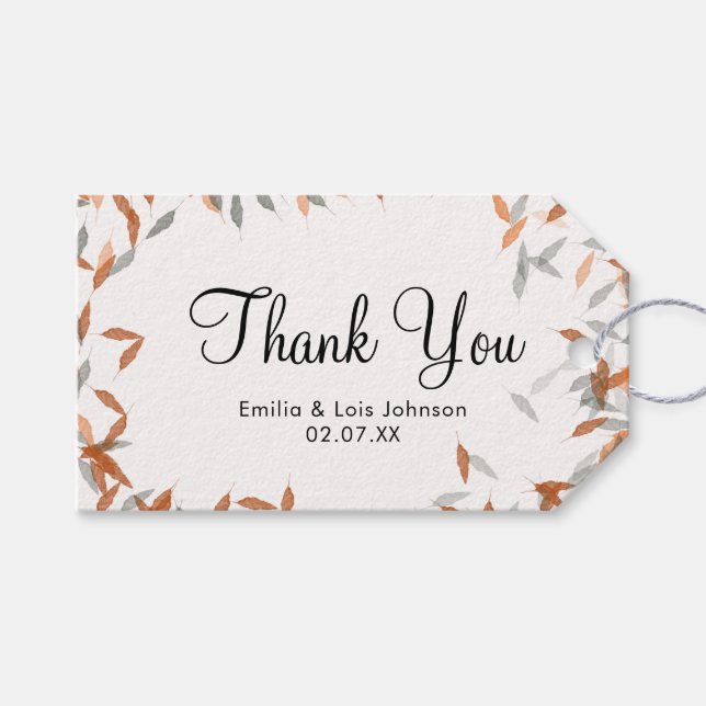 Rustik Löv Pampas Flytande Bröllop Presentetikett (Framsidan (Horisontell))