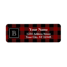 Rustik lumberjack Buffalo Plaid monogrammad Returadress Etikett