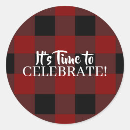 Rustik Lumberjack Buffalo-rutig skräddarsydd Celeb Runt Klistermärke