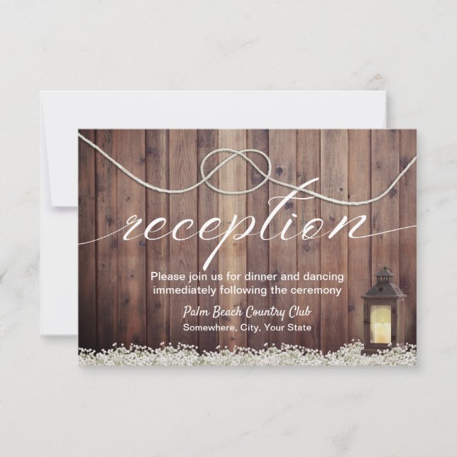 Rustik Lykta Slår Knut Bröllopsmottagning Inbjudningar (Framsida)