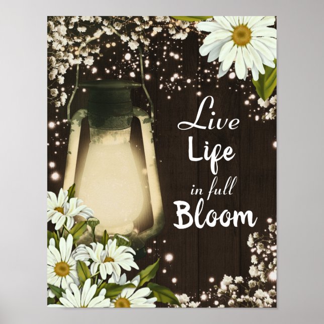 Rustik Lykta & Tusenskönor Tusensköna Blomma Lantl Poster (Framsidan)