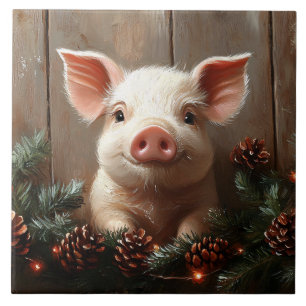 Rustik målning i Cute jul Gris Kakelplatta