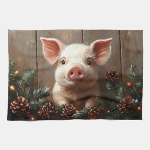 Rustik målning i Cute jul Gris Kökshandduk