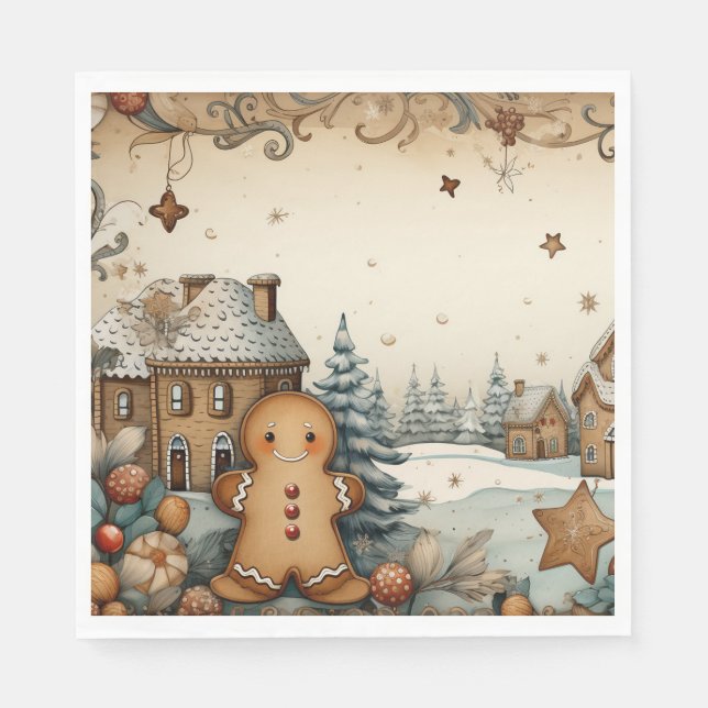 Rustik man från gingerbread by pappersservett (Framsidan)