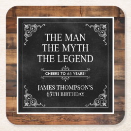 Rustik Man Mytt Legend 65-årsdag Svart Underlägg Papper Kvadrat