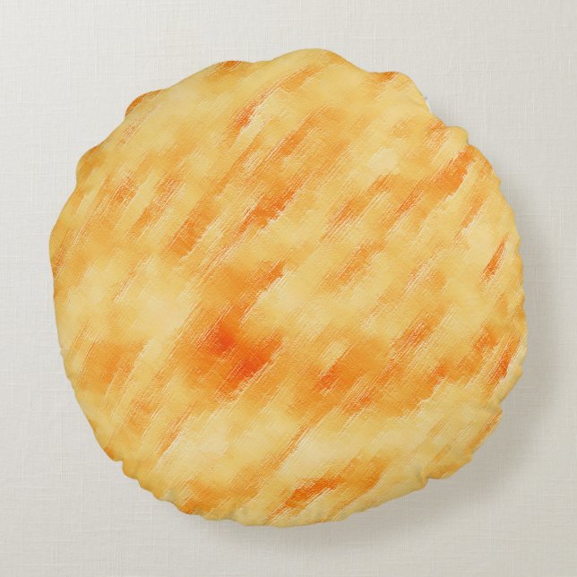 Rustik mango-gult som texturerad målning rund kudde (Baksidan)