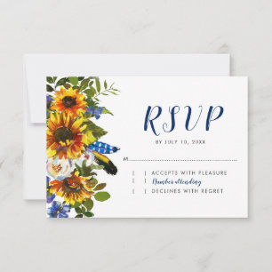 Rustik Marin Solros Boho Bröllop RSVP OSA Kort