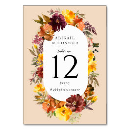 Rustik Marsala Bränd Orange Höstkrans Bordsnummer