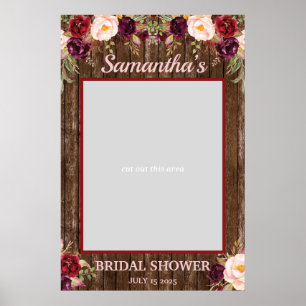 Rustik Marsala Burgundy Blommig Fotopropp Ram Poster