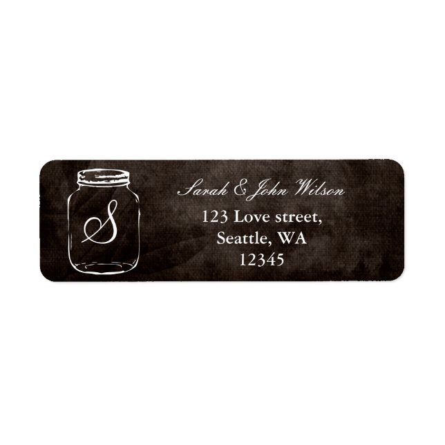 rustik mason burk bröllop,returadressetikett returadress etikett (Framsidan)