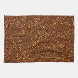 Rustik masonry stil brun och guld ton kökshandduk