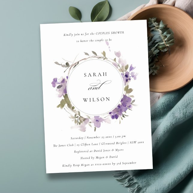 Rustik Meadow Lilac Blommigt Utandning Par Shower Inbjudningar (Skapare uppladdad)