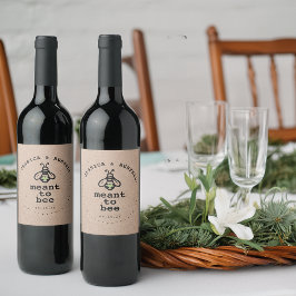 Rustik Meant To Bee Bröllop Vinflaska Etikett