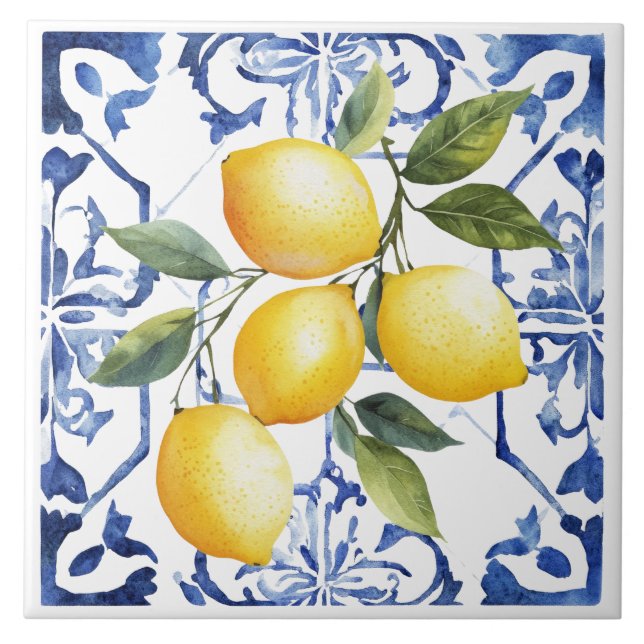 Rustik Medelhavet Toscana Citron Kakelplatta (Framsidan)
