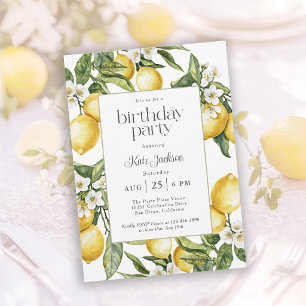 Rustik Medelhavs- Lemon Blossom Födelsedag Inbjudningar