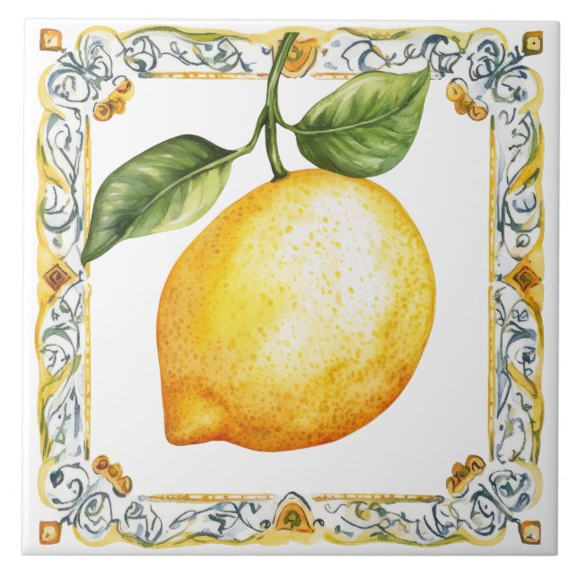 Rustik Medelhavs Lemon Tuscany Kakelplatta (Framsidan)