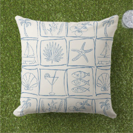 Rustik Medelhavsinspirerad Kustflisa Linne Koboltb Kudde