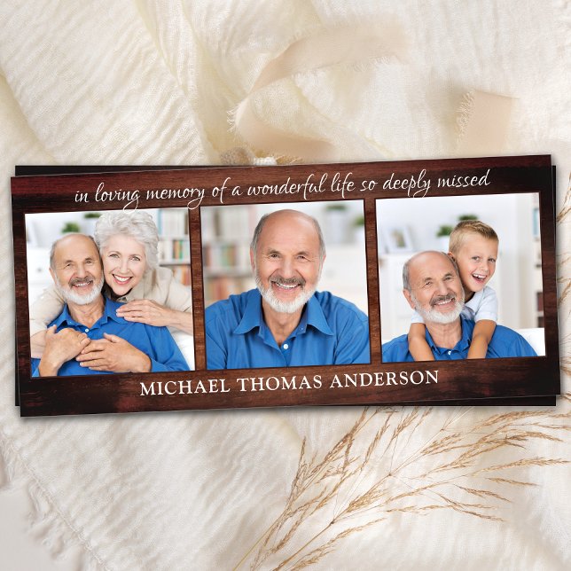 Rustik Memorial 3 fotopatal Prayer Bok-kort Meny (Skapare uppladdad)