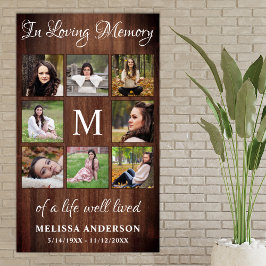 Rustik Memorial 8 Photo Collage Funeral Poster