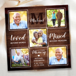 Rustik Memorial Photo Collage Keepsaké Funeral Tack Kort