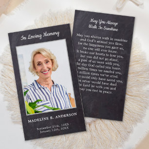 Rustik Memorial Sympathy Funeral Prayer Card Visitkort