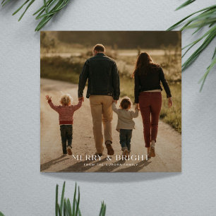Rustik Merry & Bright-familjens fotojulkort Julkort