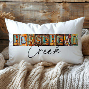 Rustik Metall Hästhuvud Creek Louisiana State Lumbarkudde