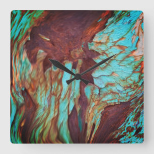 Rustik metallisk rost, färgeffekt. Industrikonst Fyrkantig Klocka