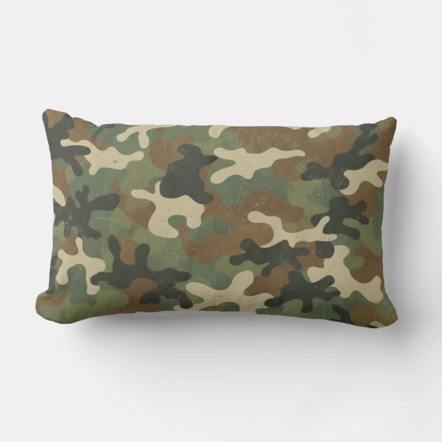 Rustik militärkamouflage-mönster lumbarkudde (Framsida)