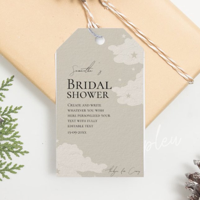 Rustik minimal moln baby shower Tack Presentetikett (Skapare uppladdad)