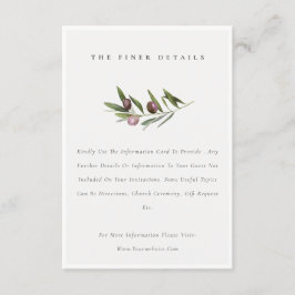 Rustik Minimal Olivgren Växtlighet Bröllopsdetalj Tilläggskort