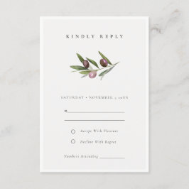 Rustik Minimal Olivgrensfoliering Bröllops-RSVP Tilläggskort