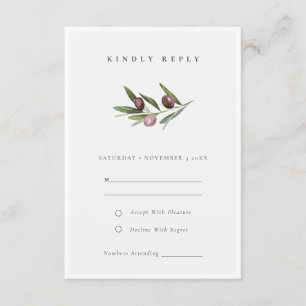 Rustik Minimal Olivgrensfoliering Bröllops-RSVP Tilläggskort