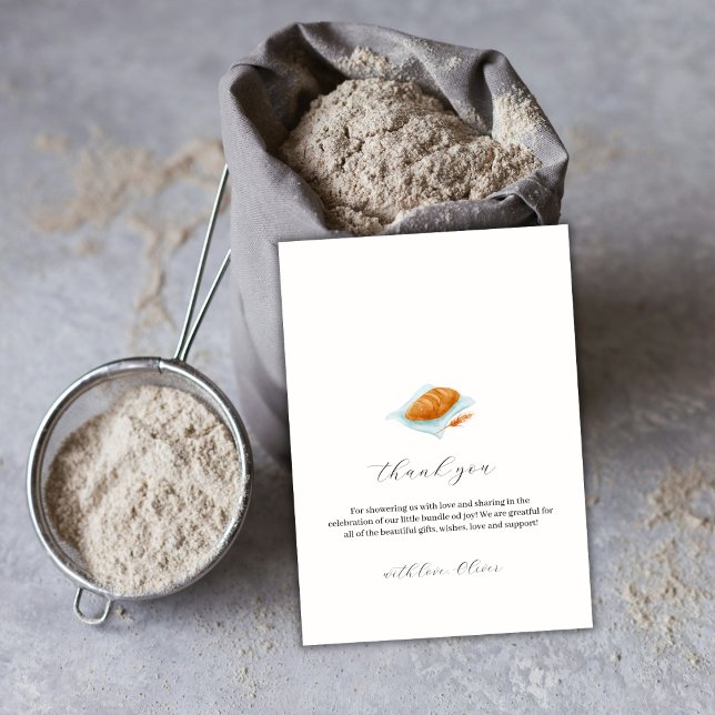 Rustik, minimal stötfångare i ugnsbabyduschen tack kort (Rustic Minimal Baking Bun In The Oven Baby Shower Thank You Card)